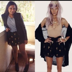 Wildfox White Label Gold Sequin Cross Romeo and Juliet Shorts